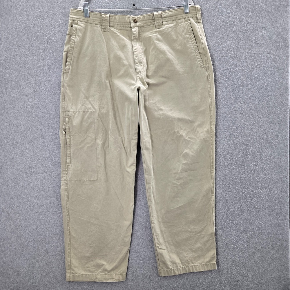 VINTAGE Columbia Men Pants 38x30 Beige Chino Outdoor Zip Pockets High Rise